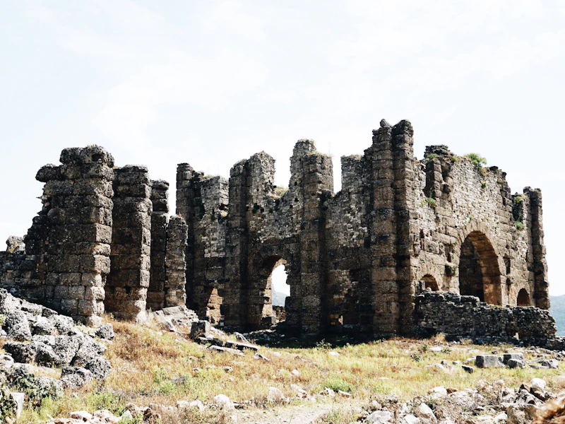 Olympos Antik Kenti kalıntıları ve orman dokusu